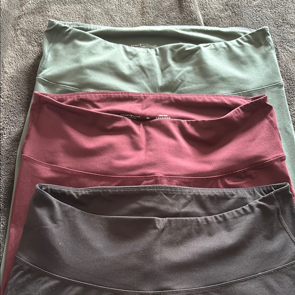 Old Navy Powerpress High Rise Full length Leggings Green, Burgundy, Black